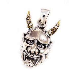 Japanese Hannya/925 Sterling Silver Pendant/Hannya Pendant/Noh Theater/Jealous Female Demon/Mask/Biker Jewelry/Gothic/Rockabilly/gb-071