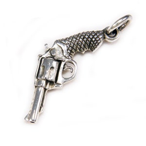 Revolver/Pistol/Gun/Weapon/925 Sterling Silver Pendant/Silver Charm/Biker/Gothic/Rockabilly/tp-010