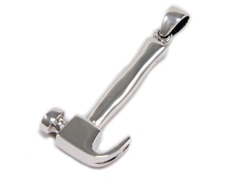 Hammer/Carpenter Tools/925 Sterling Silver Pendant/Biker/Gothic Jewelry/Rockabilly/GD-011