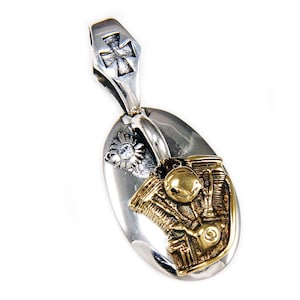 V Twin Engine/925 Sterling Silver Pendant/V Twin Engine Pendant/Gothic/Biker Pendant/Biker/Chopper/bub-028