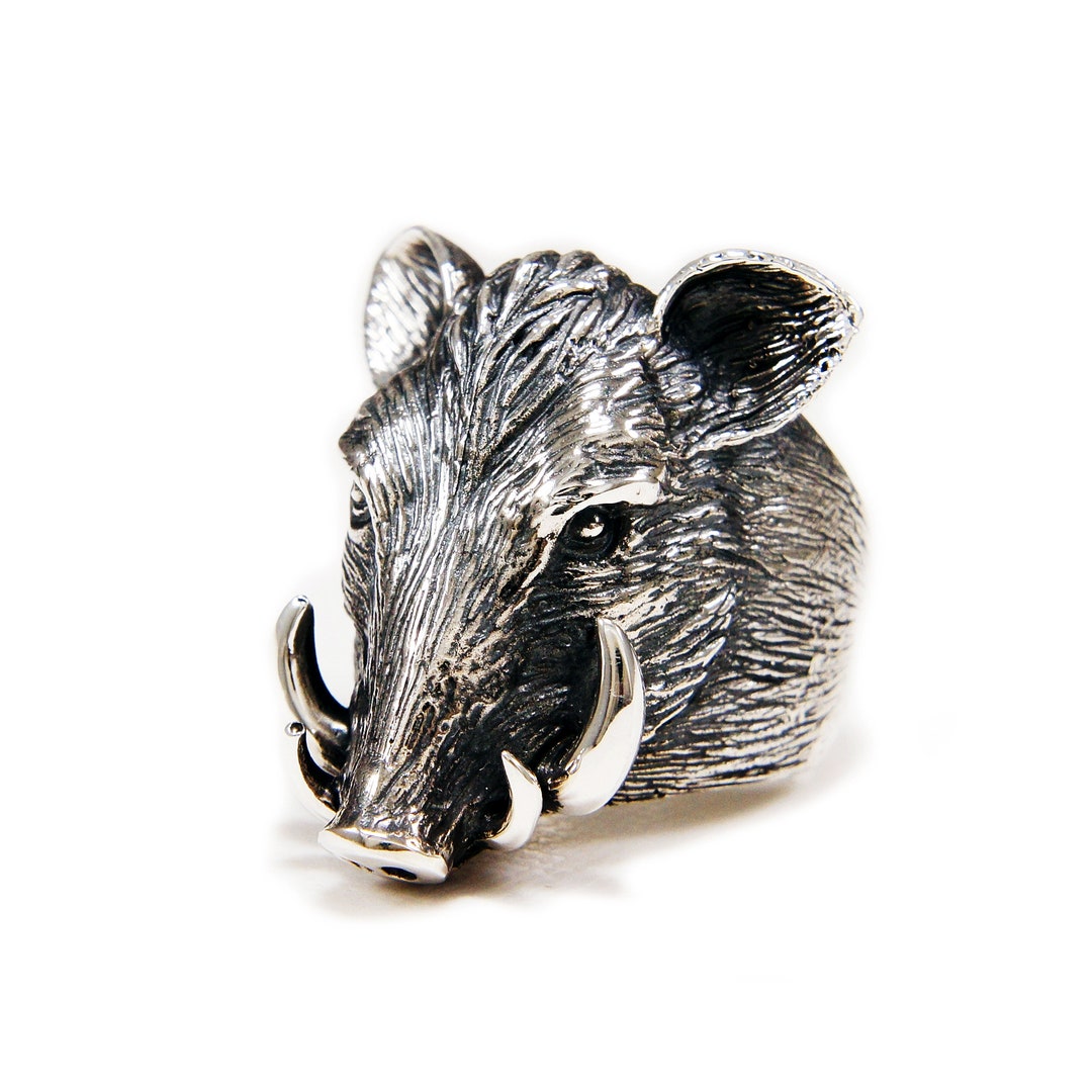 Wild Boar/wild Hog/925 Sterling Silver Ring/gothic/wild Pig Wild Boar/wild Hog/925 Sterling Silver Ring/gothic/wild Pig
