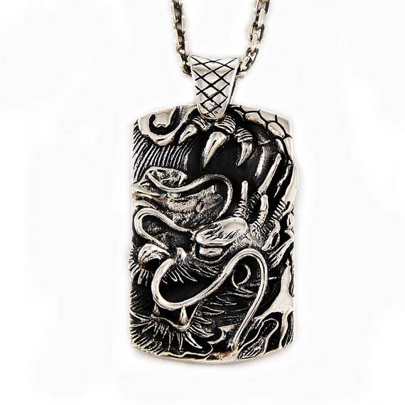 Medaglia Pendente Drago Stingray In Argento 925 - Stile Biker Gotico, Ciondolo Rockabilly Unico