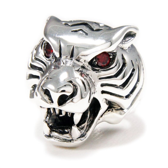 Buy Tiger/925 Sterling Silver Ring/red Eyes Tiger Ring/biker Ring