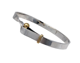 Hook Lock/925 Sterling Silver Bangle/Bracelet/Cuff/Biker Jewelry/Gift/GSB-004