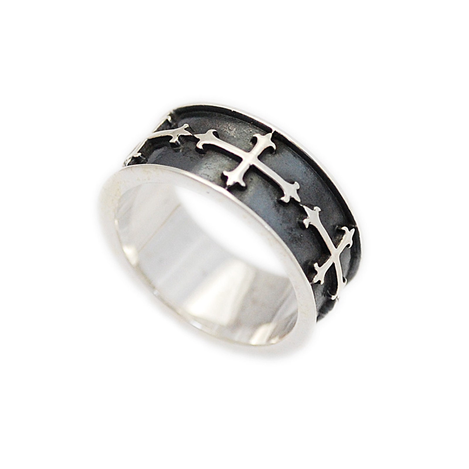 Multi Cross/925 Sterling Silver Band Ring/cross Ring/biker Multi Cross/925 Sterling Silver Band Ring/cross Ring/biker