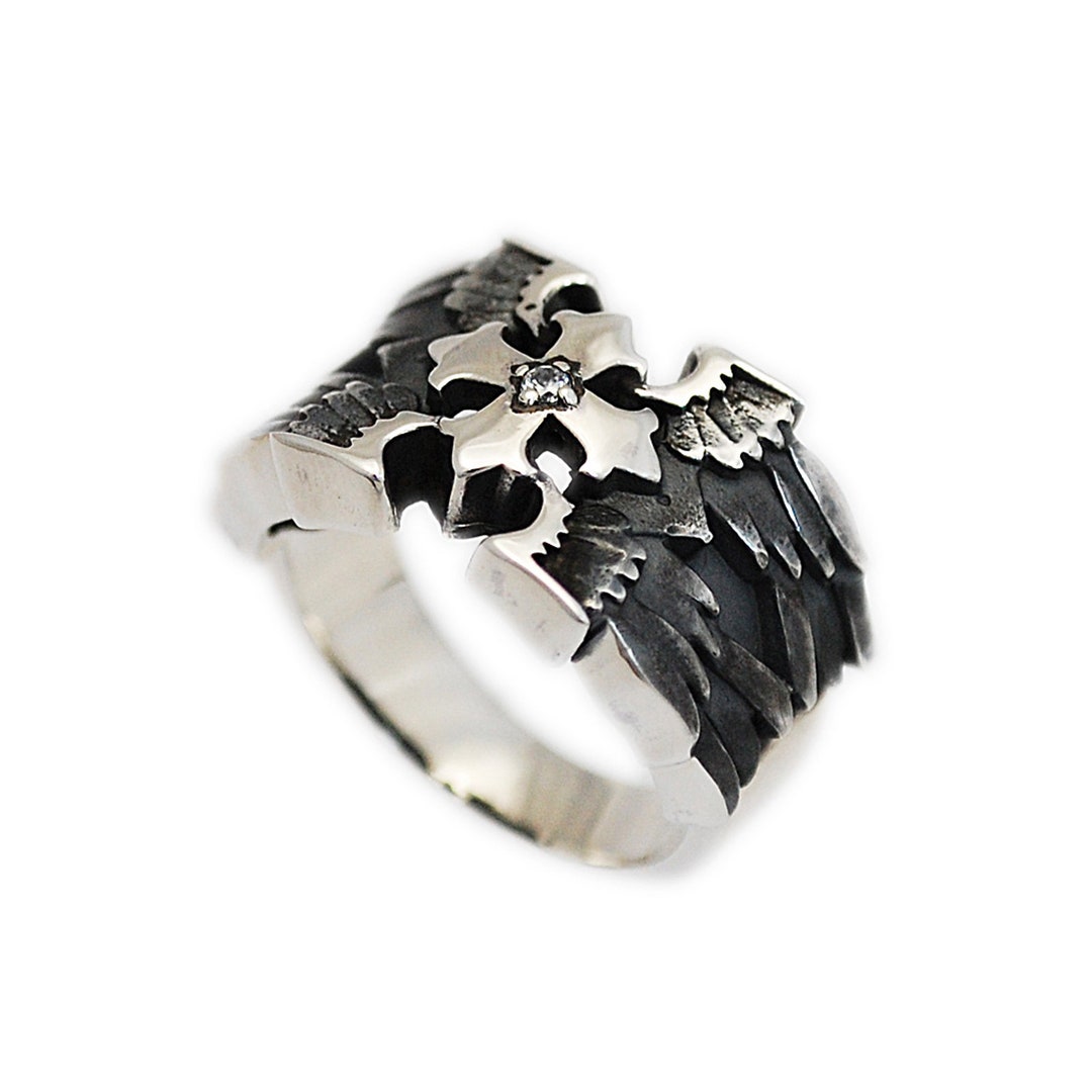Cross/angel/wing/925 Sterling Silver Ring/cross Ring/crusades/biker ...