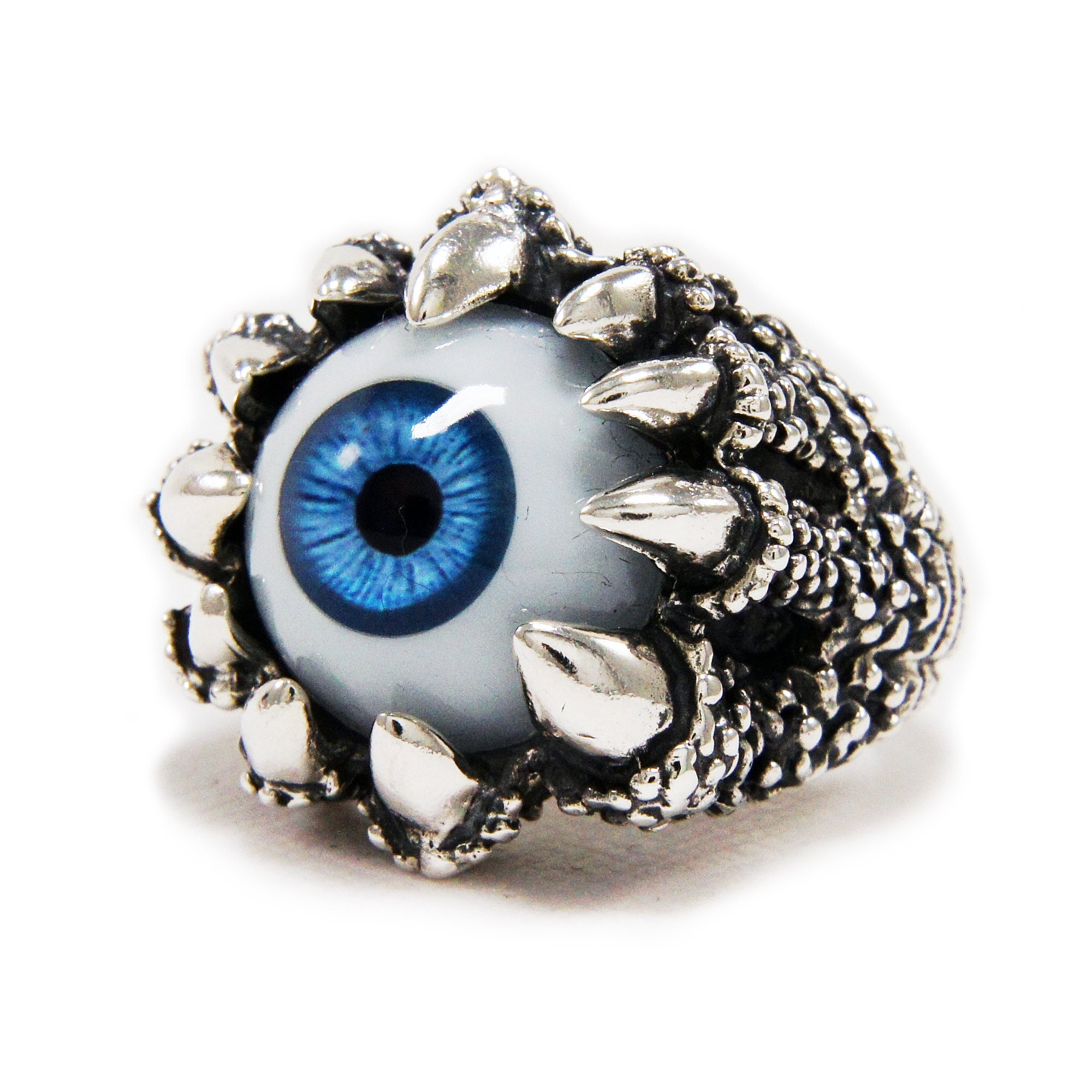 Evil Eye Ring/blue Eye/dragon Claws/925 Sterling Silver Ring/biker