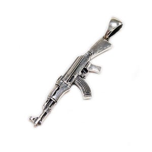 Ak-47/Kalashnikov/Assault Rifle/925 Sterling Silver Pendant/Biker Jewelry/Gothic/Rockabilly/Necklace/Khun-017
