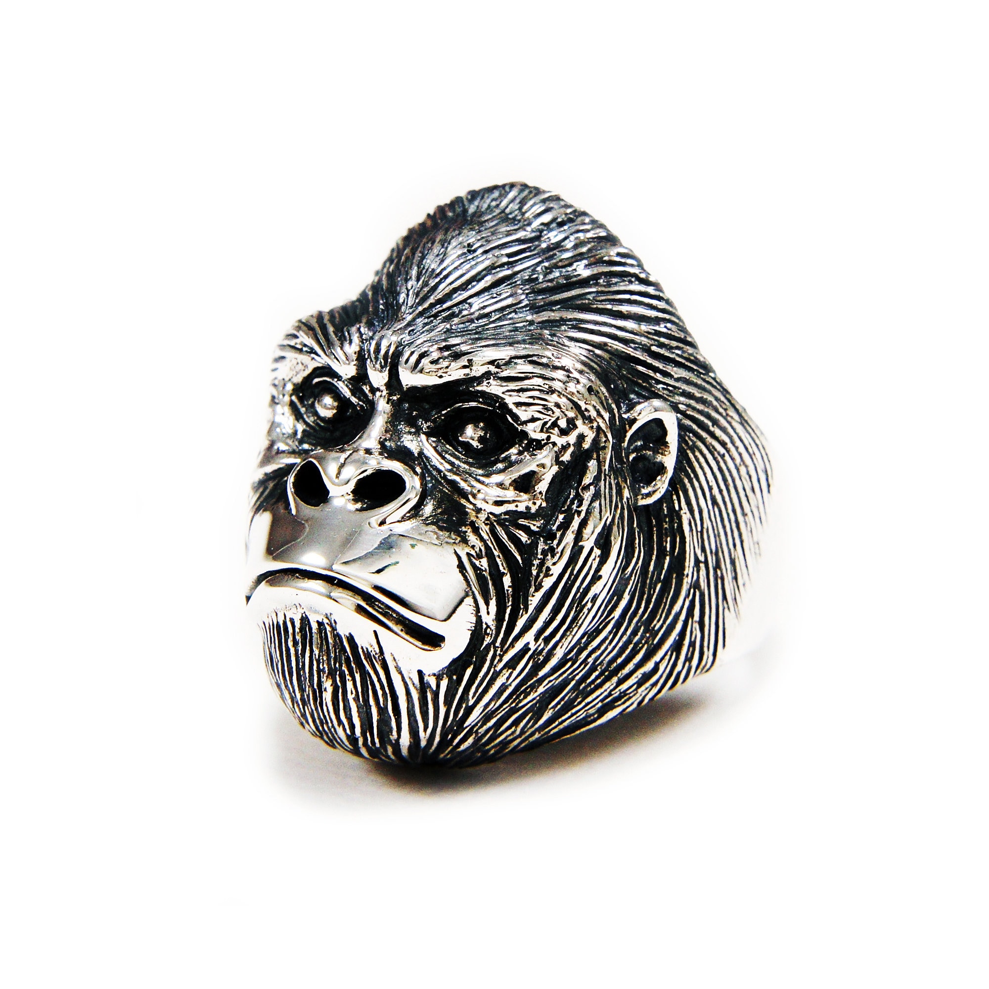 Echt 925 Sterlingsilber Herren Einfach Gorilla Affe Affe Ring Gr