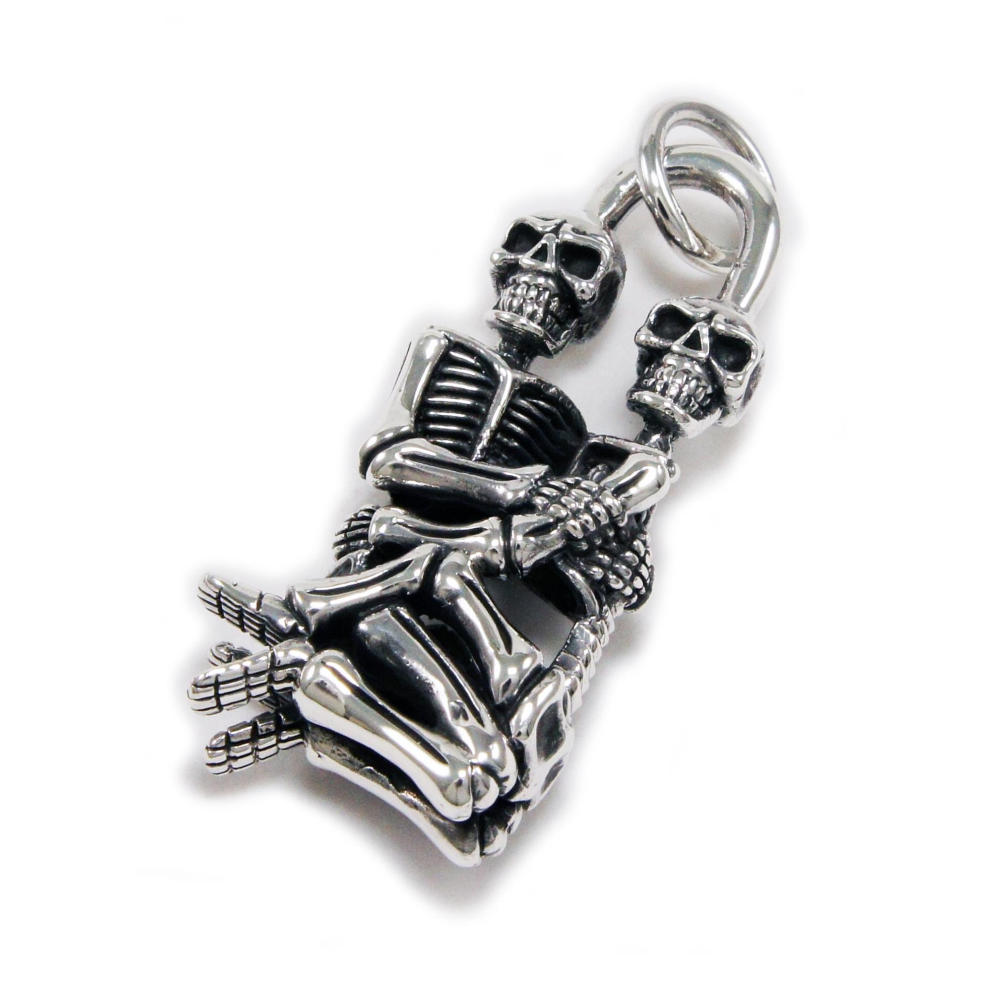 スターリングシルバー　スカルペンダント　STERLING ヴィンテージ 死が二人を分かつまで/スカル/スケルトン/925 スターリングシルバー