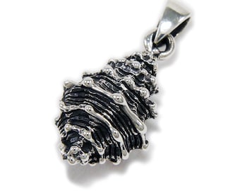 Sea Shell/Conch/925 Sterling Silver Pendant/Biker/Gothic Jewelry/Rockabilly/GD-012