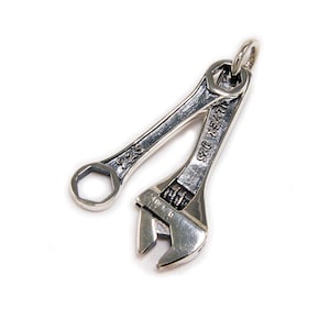 Clé à molette/Pendentif en argent sterling 925/Motard/Outil/Mécanicien/Gothique/Rockabilly/jo-086