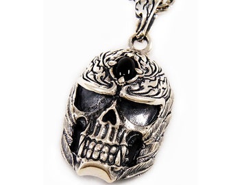 Black Eye Demon/Skull/925 Sterling Silver Pendant/Devil/Biker/Gothic/Rockabilly/Skull Pendant/Necklace/jo-050BK