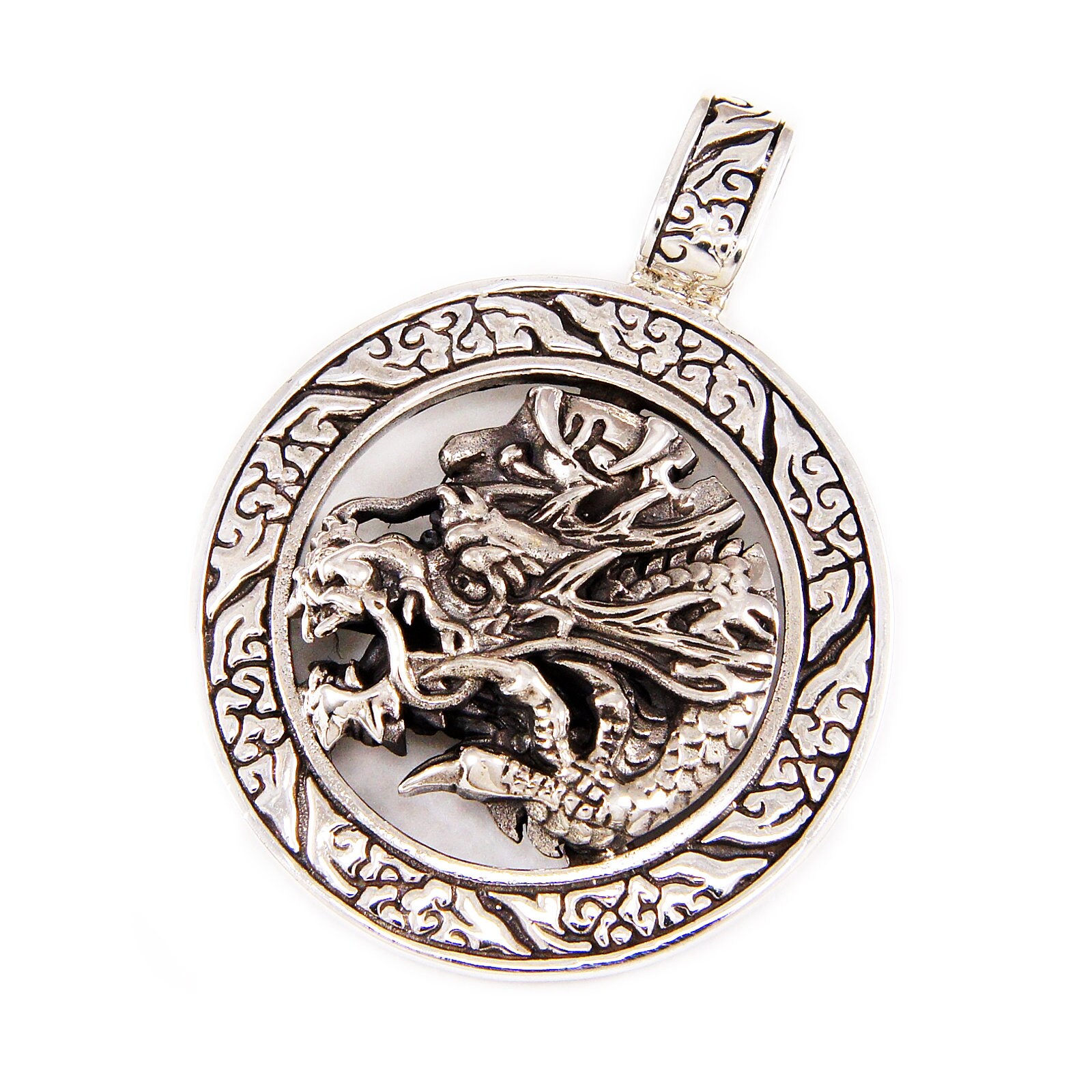 Japanese dragon 925 Sterling Silver Pendant dragon Pendant biker
