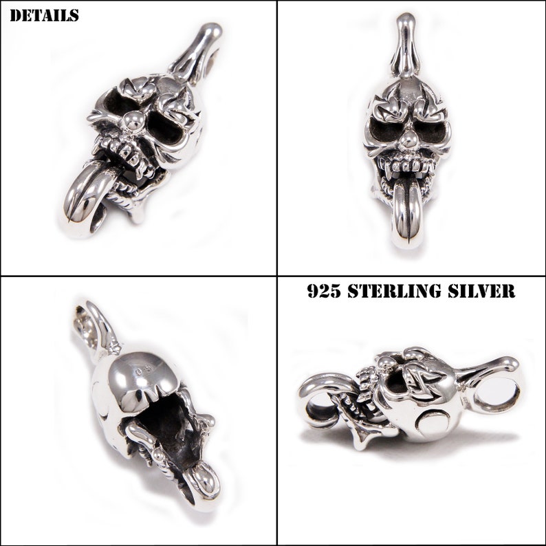 Silver Skull PendantCraniumSkullMemento Mori925 Sterling Silver PendantGothic PendantBiker NecklaceRockerMen/'sWomen/'sCharm cs-053