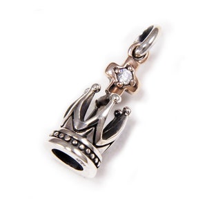 Crown Cross/Cubic Zirconia/Pink Gold Plated Cross/925 Sterling Silver Pendant/Biker/Gothic/Rockabilly/Charm/KS-060