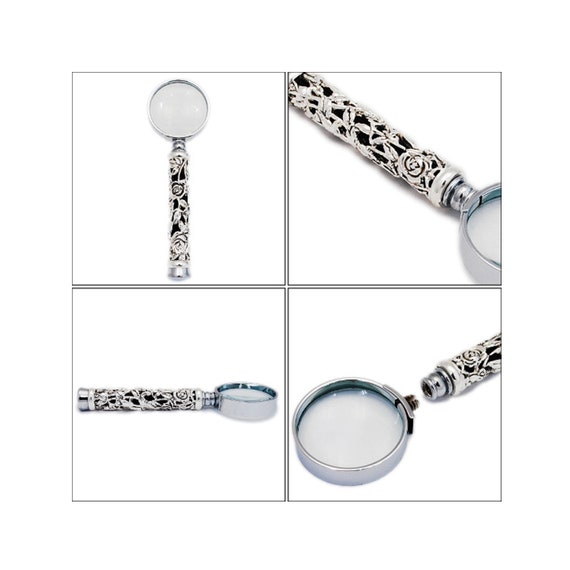 Magnifying Glass/sterling Silver Handle/silver Handle/spy Glass/magnifying  Glass Grape Vineyard Engraving Design/bp-g010-bu 