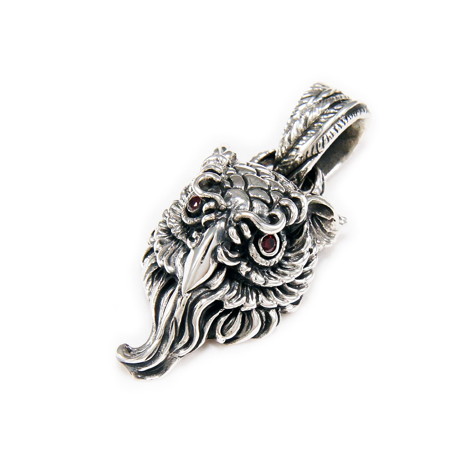 AMDXD 925 Silver Necklace Owl Shape Pendant Women Chain Silver with Red Cubic Zirconia AMDXD 925 Silver Necklace Owl Shape Pendant Women Chain Silver with Red Cubic Zirconia