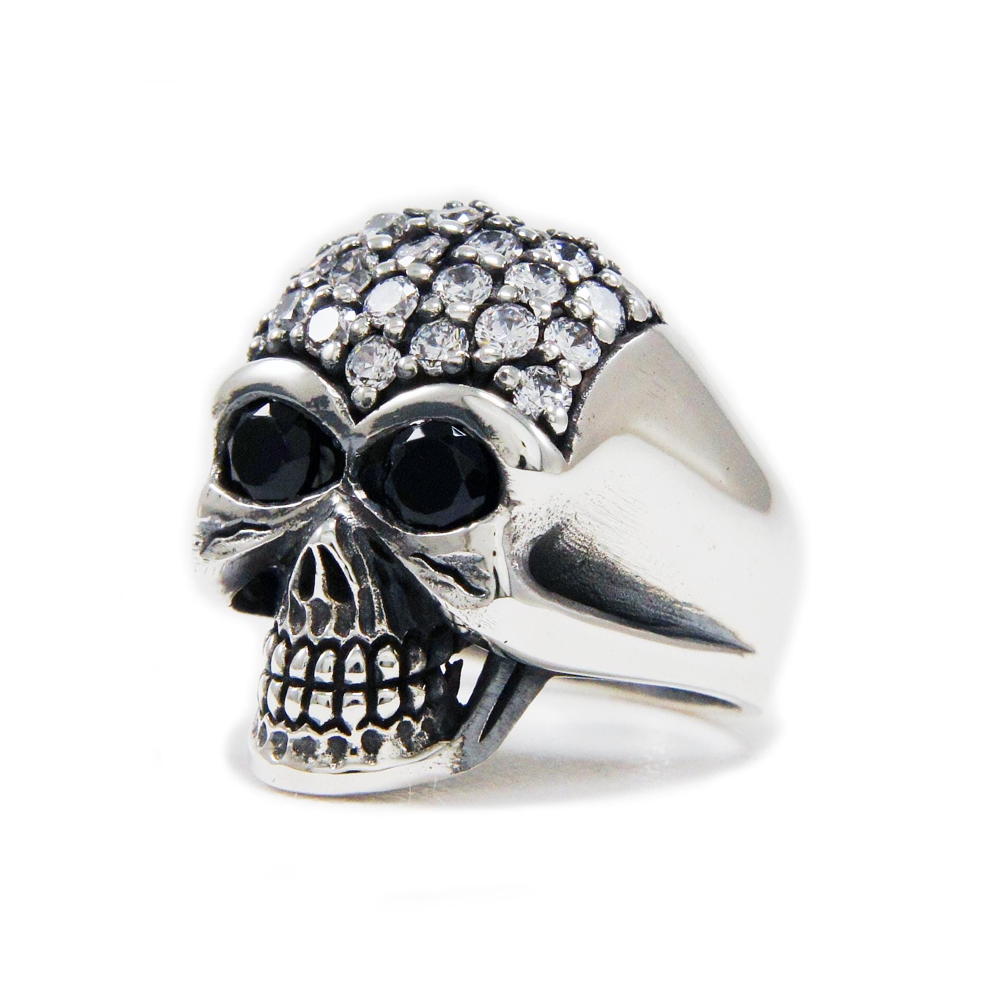 Skull/925 Sterling Silver Ring/cubic Zirconia/biker Jewelry/gothic