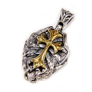 Cross/Shield/925 Sterling Silver Pendant/Silver Cross Pendant/Gothic/Silver Charm/Biker/Rockabilly/Necklace/bub-038