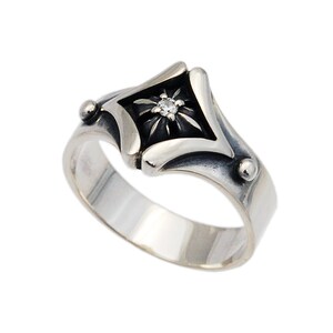 Northern Star/925 Sterling Silver Ring/Silver Ring/Gothic Ring/Cubic Zirconia/Biker Jewelry/ks-r104