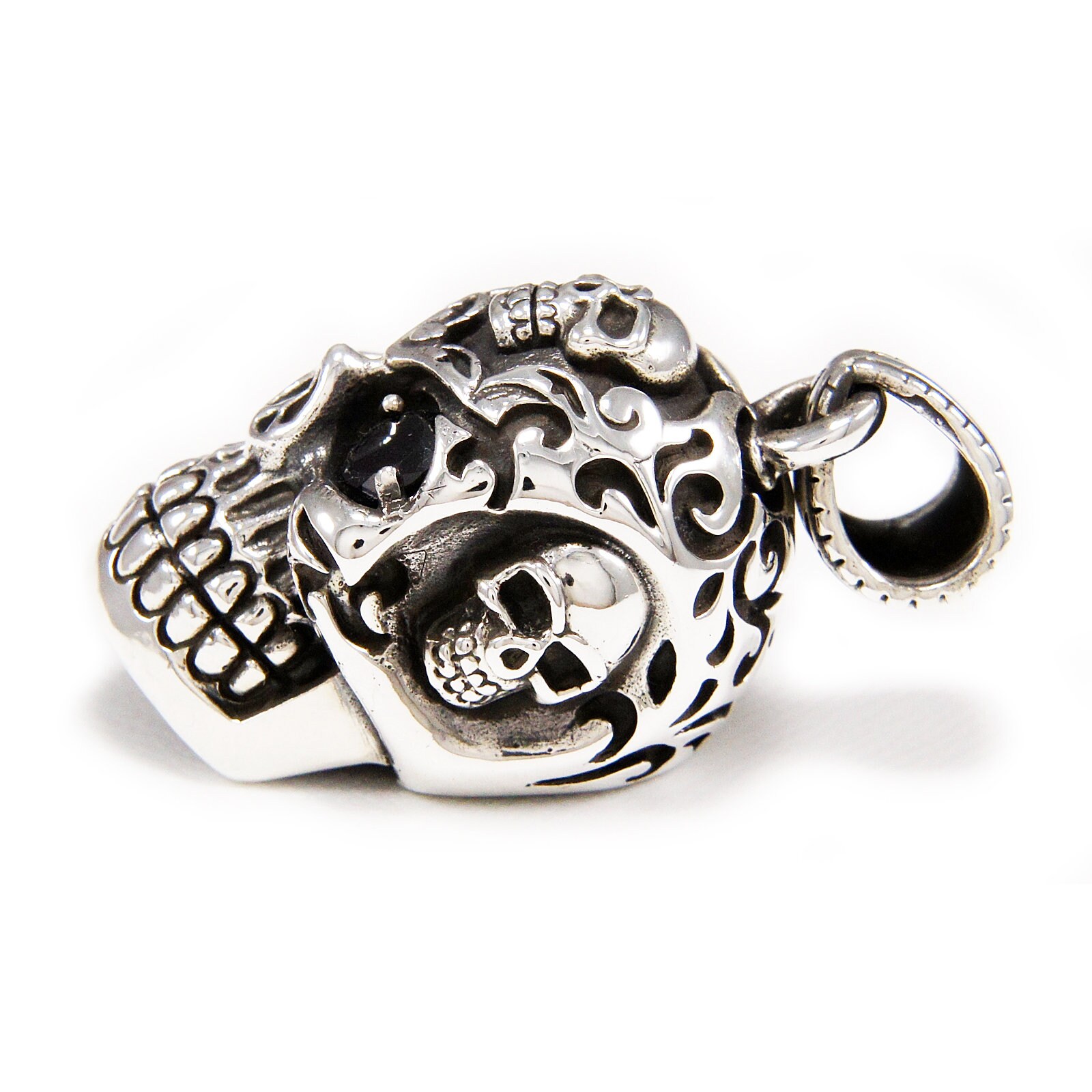 Cranium/skull/black Cz Eyes/925 Sterling Silver Pendant Cranium/skull/black Cz Eyes/925 Sterling Silver Pendant