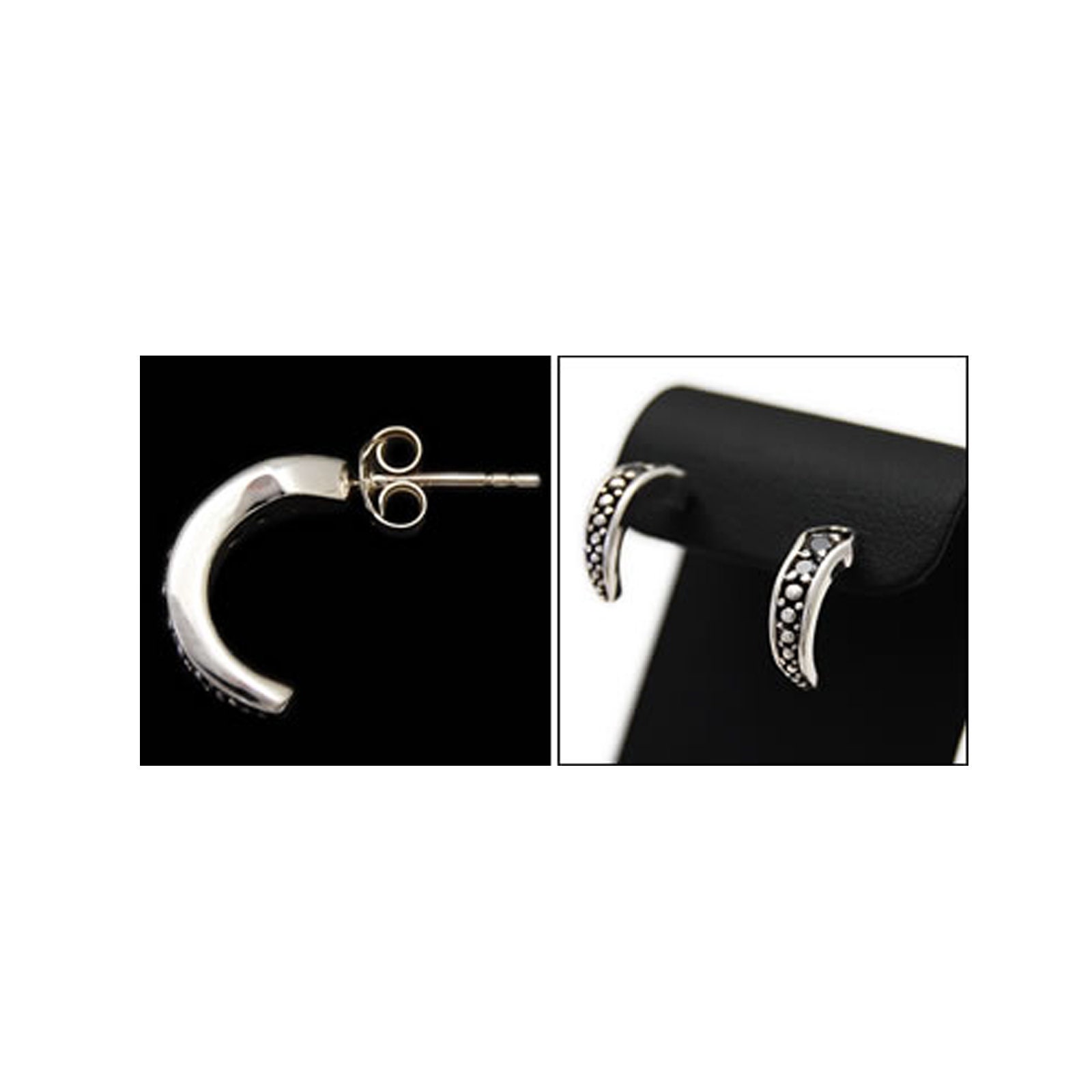 アクセサリー J POCA & C VISTA 15000 Tribal/black Cubic Zirconia/925 Sterling Silver/stud/pierced