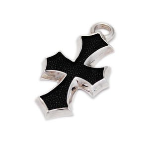 Cross/Stingray Leather/925 Sterling Silver Pendant/Silver Charm/Biker Jewelry/Gothic/Rockabilly/EC-082