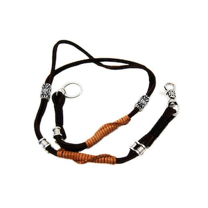 Malteser Kreuz/Verschluss-925 Sterling Silber/Geldbörse Kette/Braun Geflochtenes Rindslederband/Biker Geldbörse Kette/Biker Schmuck/Herren/Frauen ma-wc003