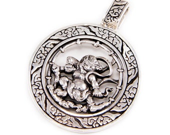 Raijin/Japanese/Shinto God of Thunder/Medallion/925 Sterling SilverPendant/Biker/Gothic/Rockabilly/Charm/gb-080