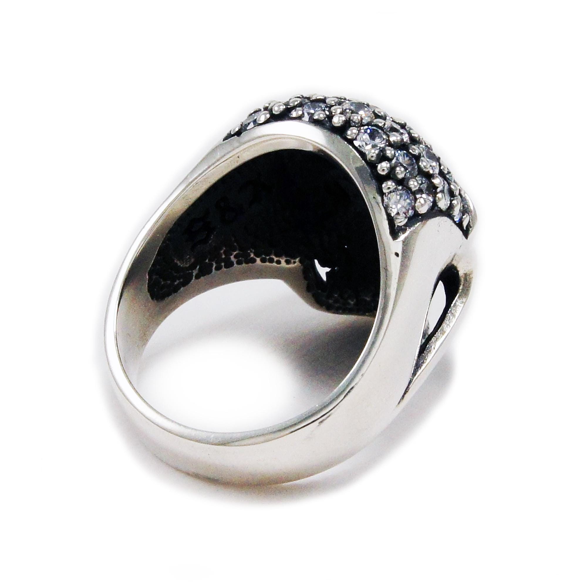 Skull/925 Sterling Silver Ring/cubic Zirconia/biker Jewelry/gothic