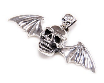 Bat Wing/Skull/925 Sterling Silver Pendant/Silver Pendant/Biker/Gothic/Rockabilly/Charm/tan-031