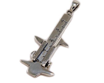 Calipers/Bore Gauges/Tools/925 Sterling Silver Pendant/Biker/Gothic Jewelry/Rockabilly/GD-019