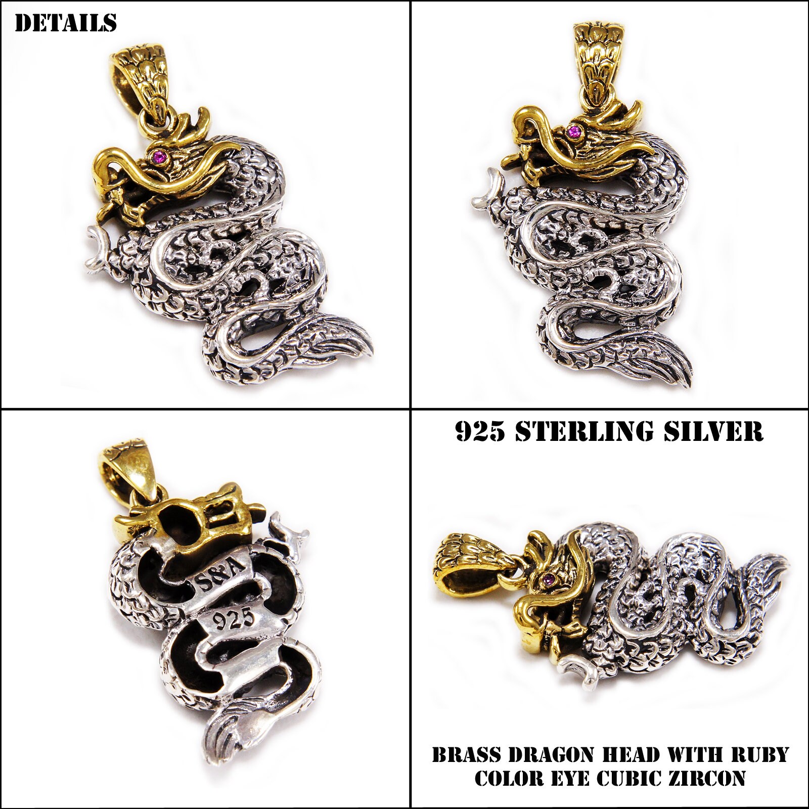WYSIWYG 10pcs 14x17mm Antique Silver Color Double-Sided Chinese Dragon  Charms Pendant For DIY Jewelry Making