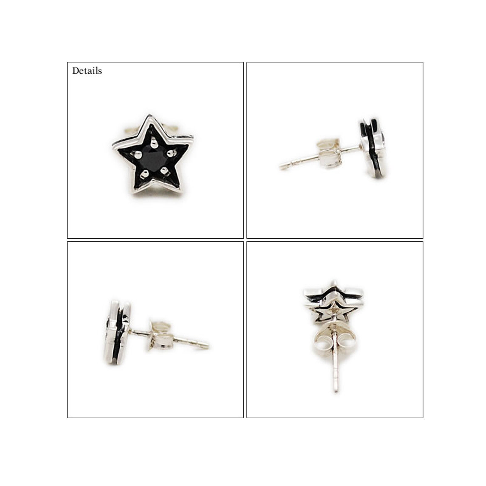Star/black Cubic Zirconia/925 Sterling Silver/stud/pierced