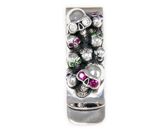Graveyard Skulls/skull/cubic Zirconia/925 Sterling Silver