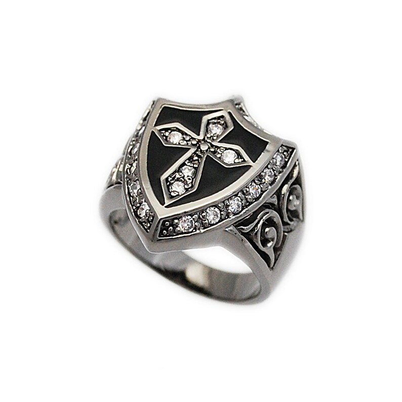 CrossSilver Black Ruthenium PlatedBrass RingSilver Black Cross RingBiker JewelryBiker RingBrass RingMen/'sWomen/'s nd-r019