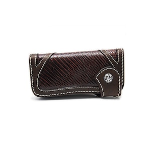 Cuero de lagarto marrón oscuro/piel de vaca/hecho a mano/billetera plegable/concho plateado/broche de plata/cuero de vaca/billetera larga biker/hombres/mujeres HSW-10