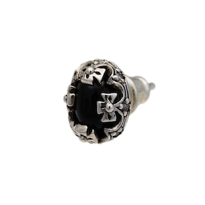 Black Star/Star Diopside/Crown/925 Sterling Silver/Pierced/Earrings/Stud Pierced/Biker Jewelry/Rocker/Gothic/Men&#39;s/Women&#39;s/Unisex/se-pi004