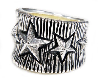 Multi Stars/925 Sterling Silver Ring/Biker Ring/Star Ring/Biker Jewelry/Gothic Ring/tan-r032