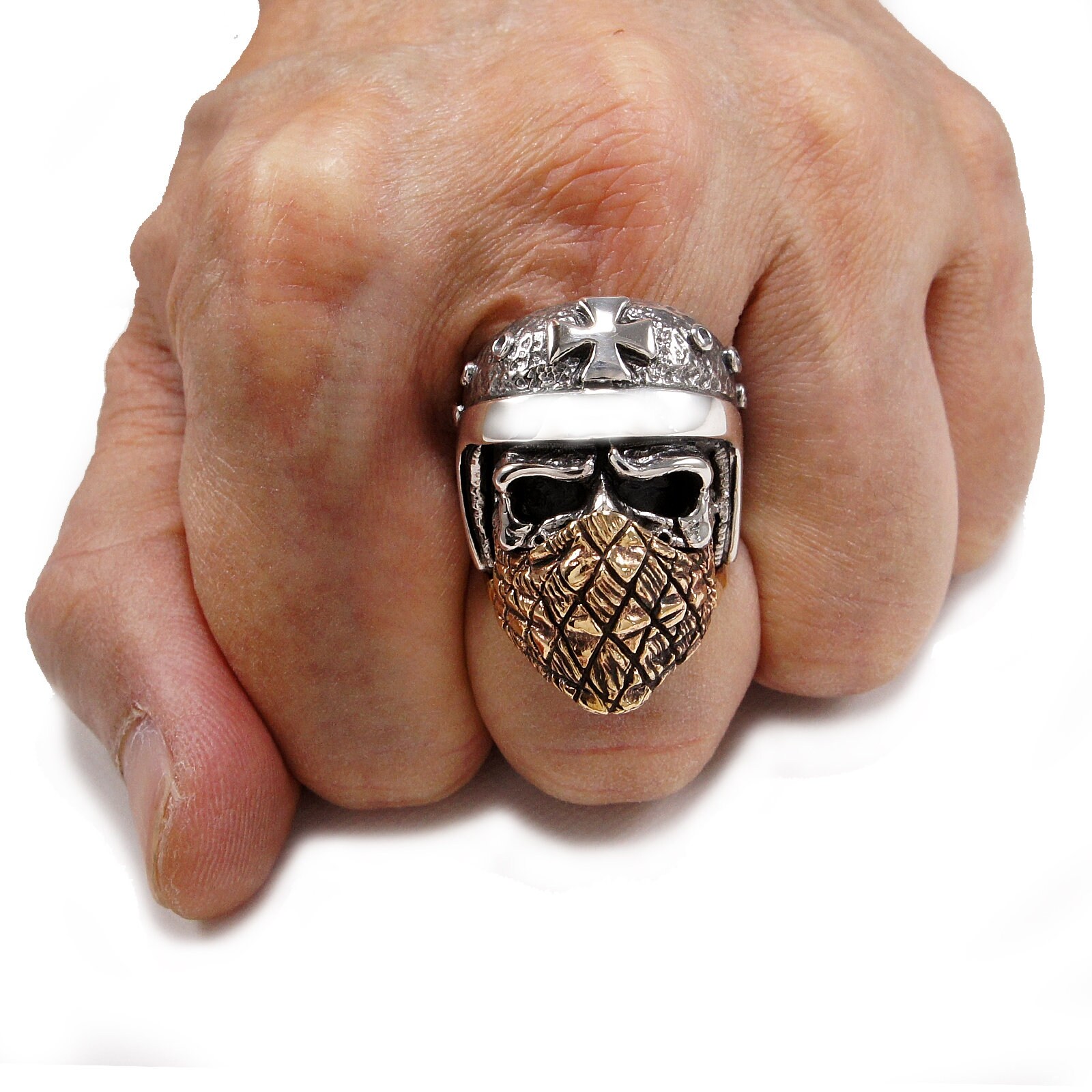 Night Rider Skull Rings Bronze Bandana Rider Skull/925 Sterling Silver Ring/skull Ring/maltese ...