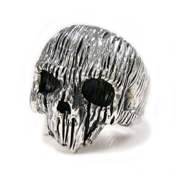 Rustic Driftwood Skull 925 Sterling Silver Ring/skull Ring/cranium