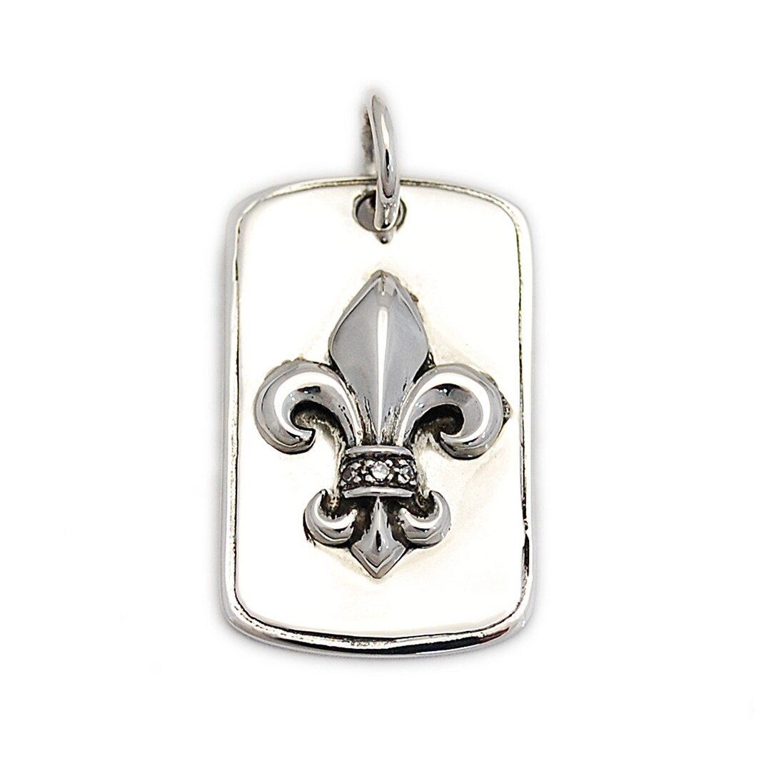 Fleur De Lis/dog Tag/925 Sterling Silver Pendant/silver Etsy