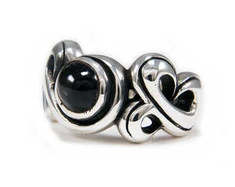 Onyx/Arabesque/925 Sterling Silver Ring/Black Onyx Ring/Gothic/Biker Jewelry EC-R004