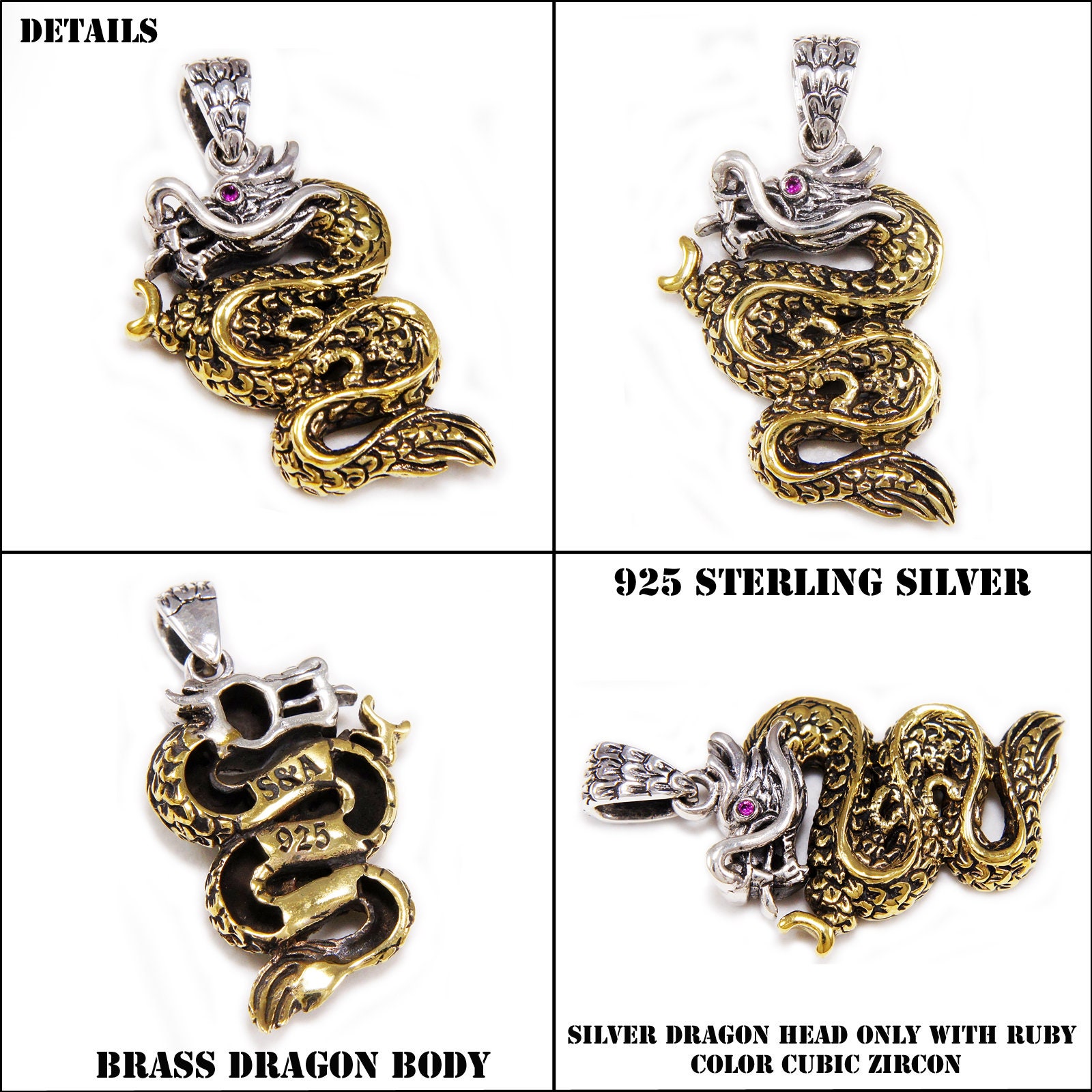 Sterling Silver 999 Dragon Pendant Necklace With Adjustable Wax Rope 60cm  For Men And Women Vintage Punk Zodiac Jewelry - Necklaces - AliExpress
