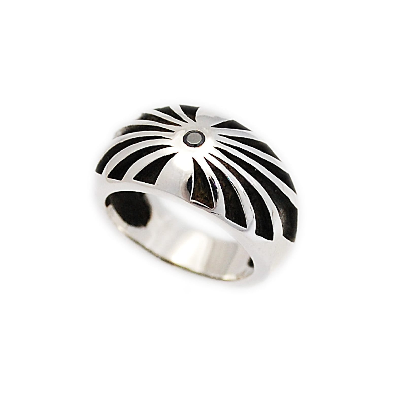 Rising Sun/925 Sterling Silver Ring/silver Abstract Ring/black - Etsy