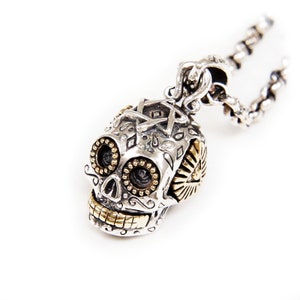 Sugar Skull/925 Sterling Silver Pendant/Santa Muerte/Skull Charm/Biker/Gothic/Rockabilly/gb-184