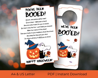 Printable "You've Been Booed" poem with doorhanger | Cute and Classic Halloween Boo Basket | A4 & US Letter | PDF Instant Download