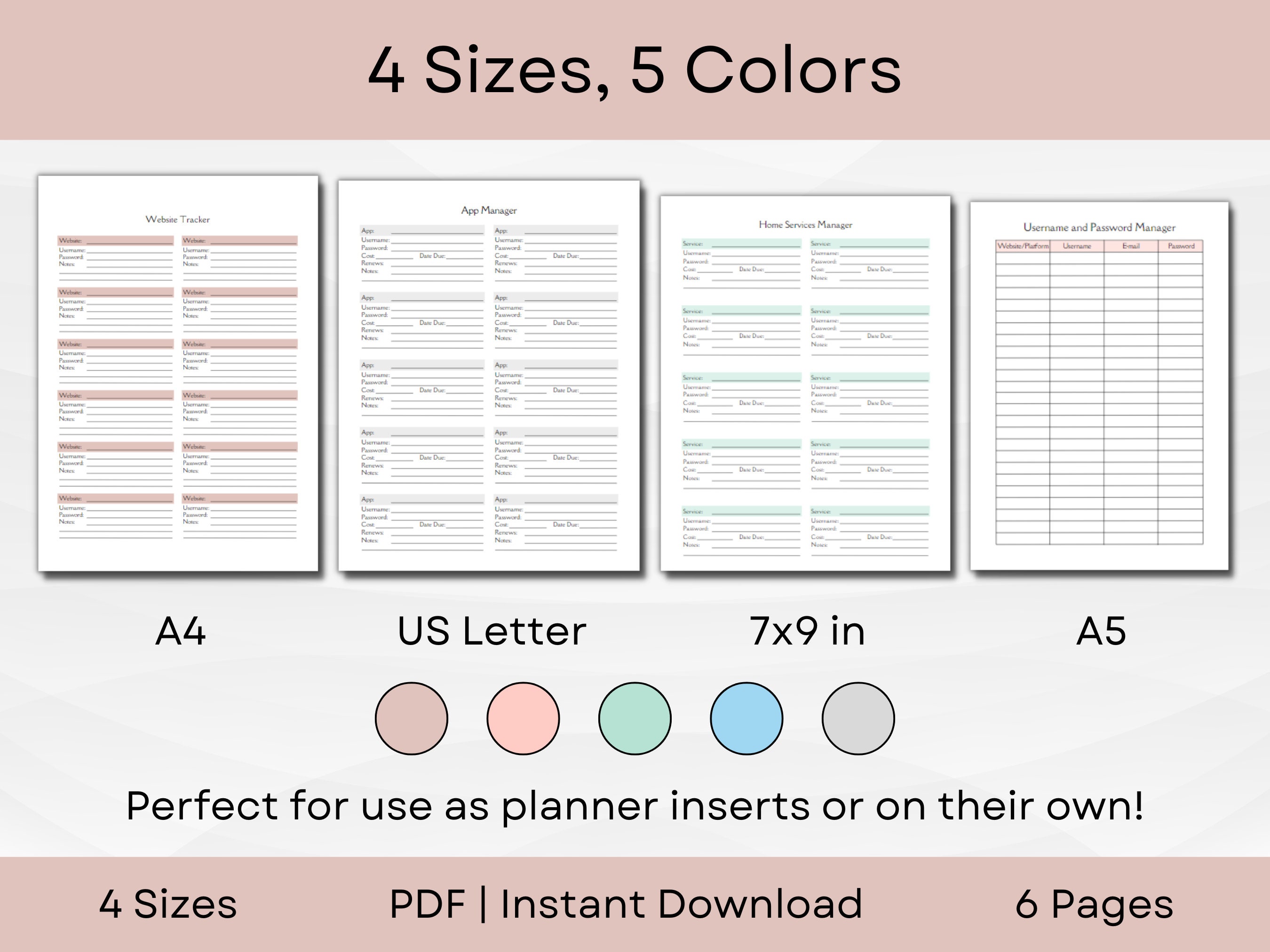 Printable Password Organizer Bundle for Just in Case Binder Essentials ...