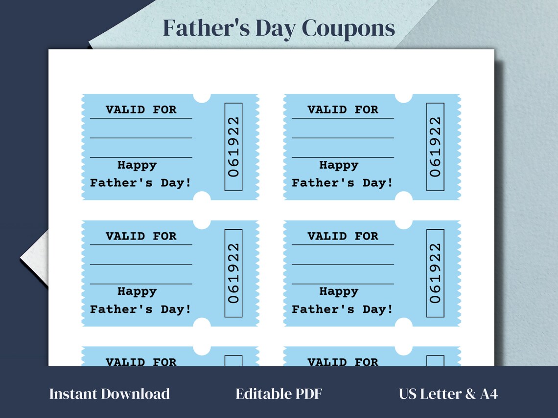 Editable Coupon Book for Him Printable Father's Day Gift | Etsy